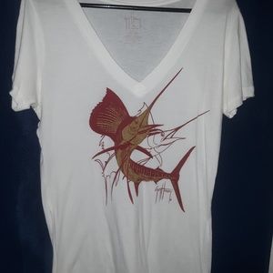 Guy Harvey Womens Large White T-Shirt